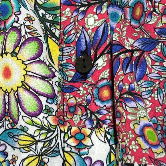 Jones NY Floral Patchwork Blouse Top Size 1X Button Front Collar Multi-Color - Picture 7 of 9